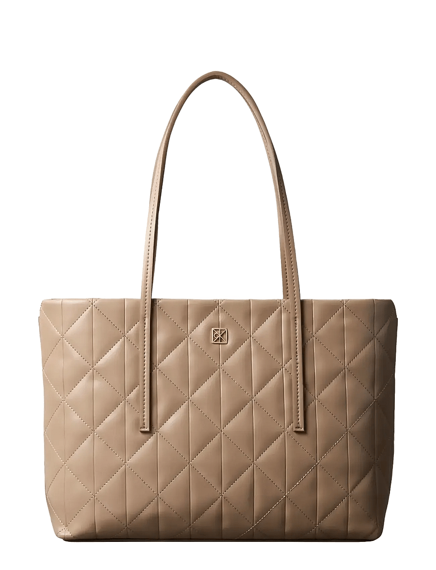 Calvin Klein - QUILTED SMALL TOTE - tote bags - desert taupe - 1