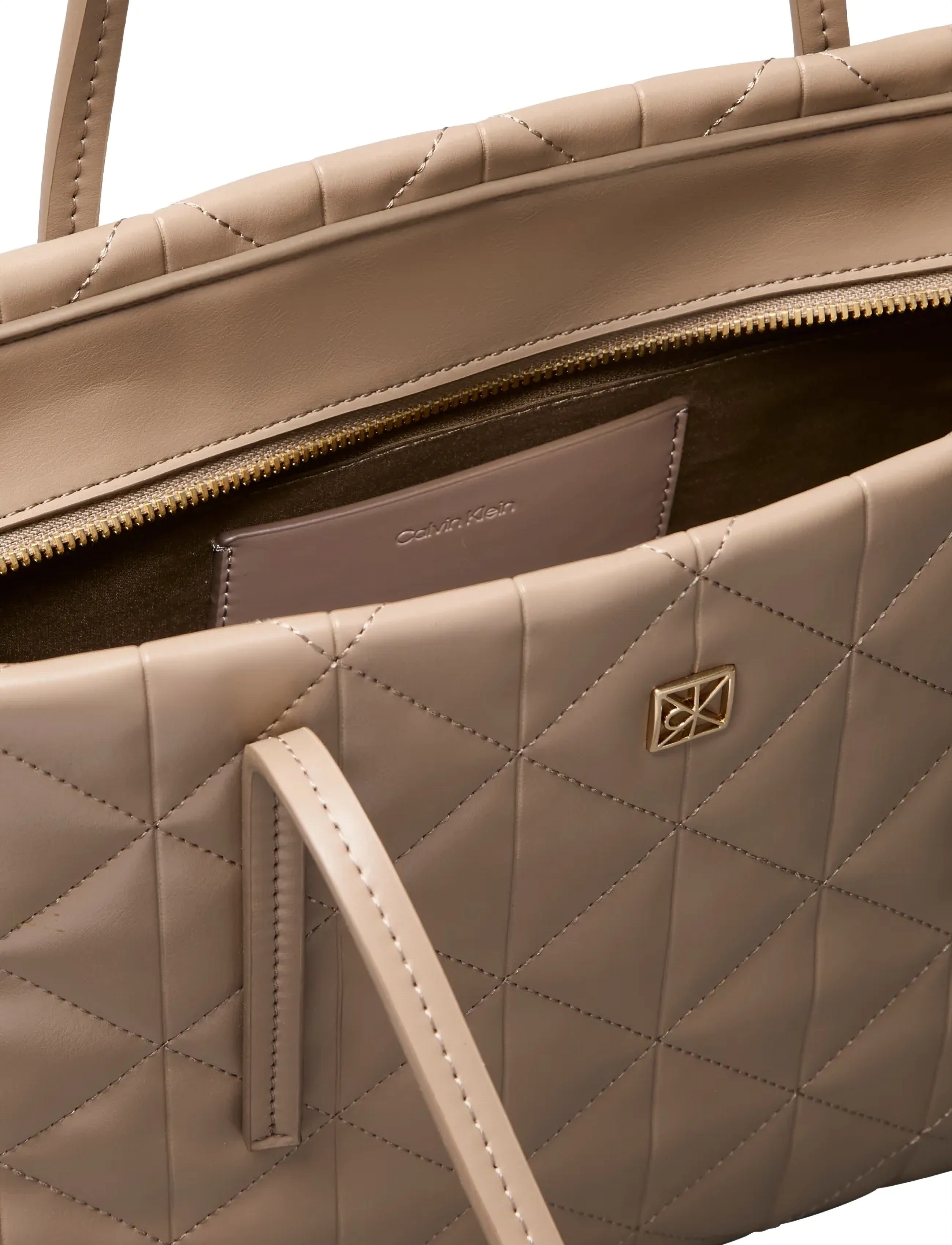 Calvin Klein - QUILTED SMALL TOTE - party wear at outlet prices - desert taupe - 3
