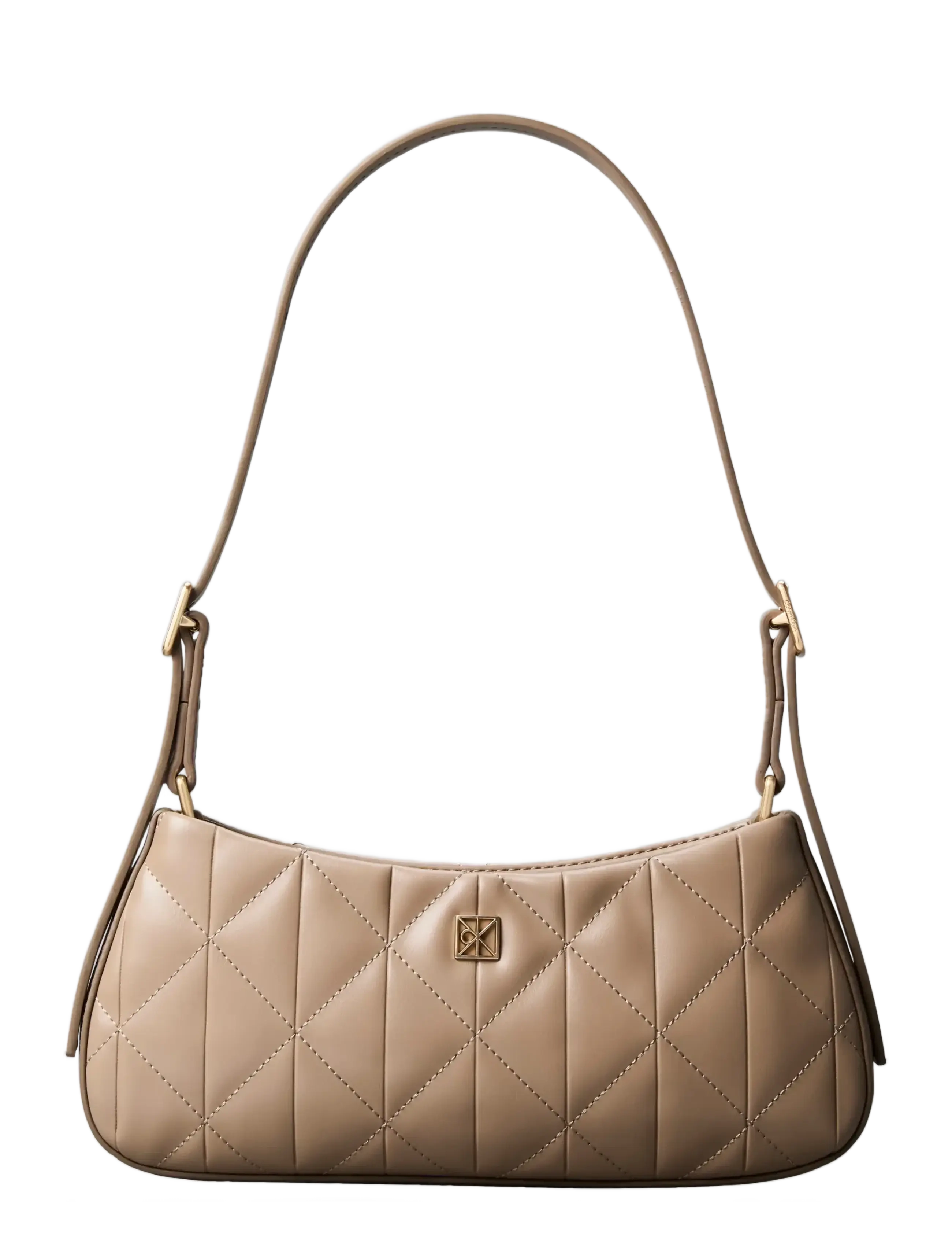 Calvin Klein QUILTED SM SHOULDER BAG - Axelremsväskor - DESERT TAUPE / beige