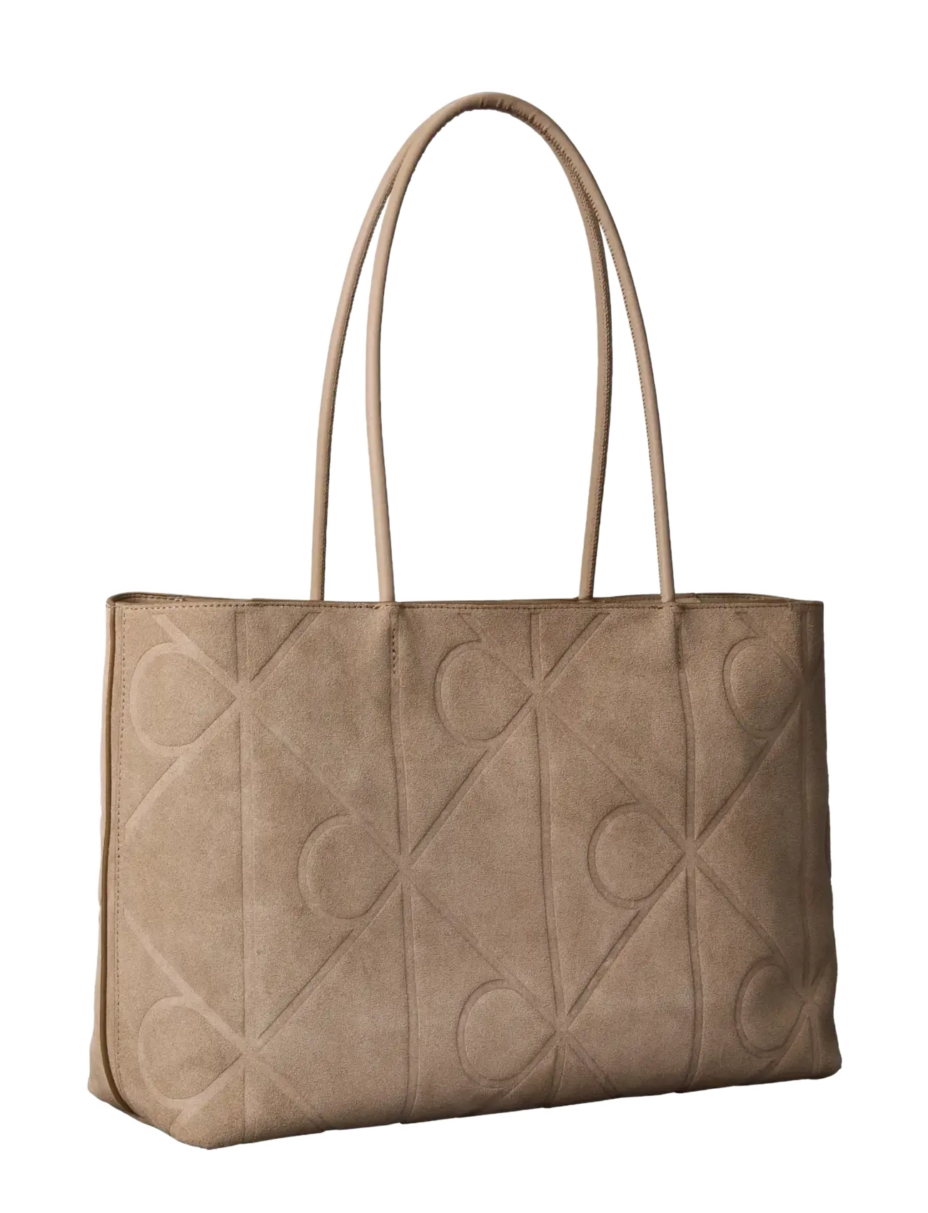 Calvin Klein - EMBLEM AOP EMBOSSED SUEDE TOTE - desert taupe - 2