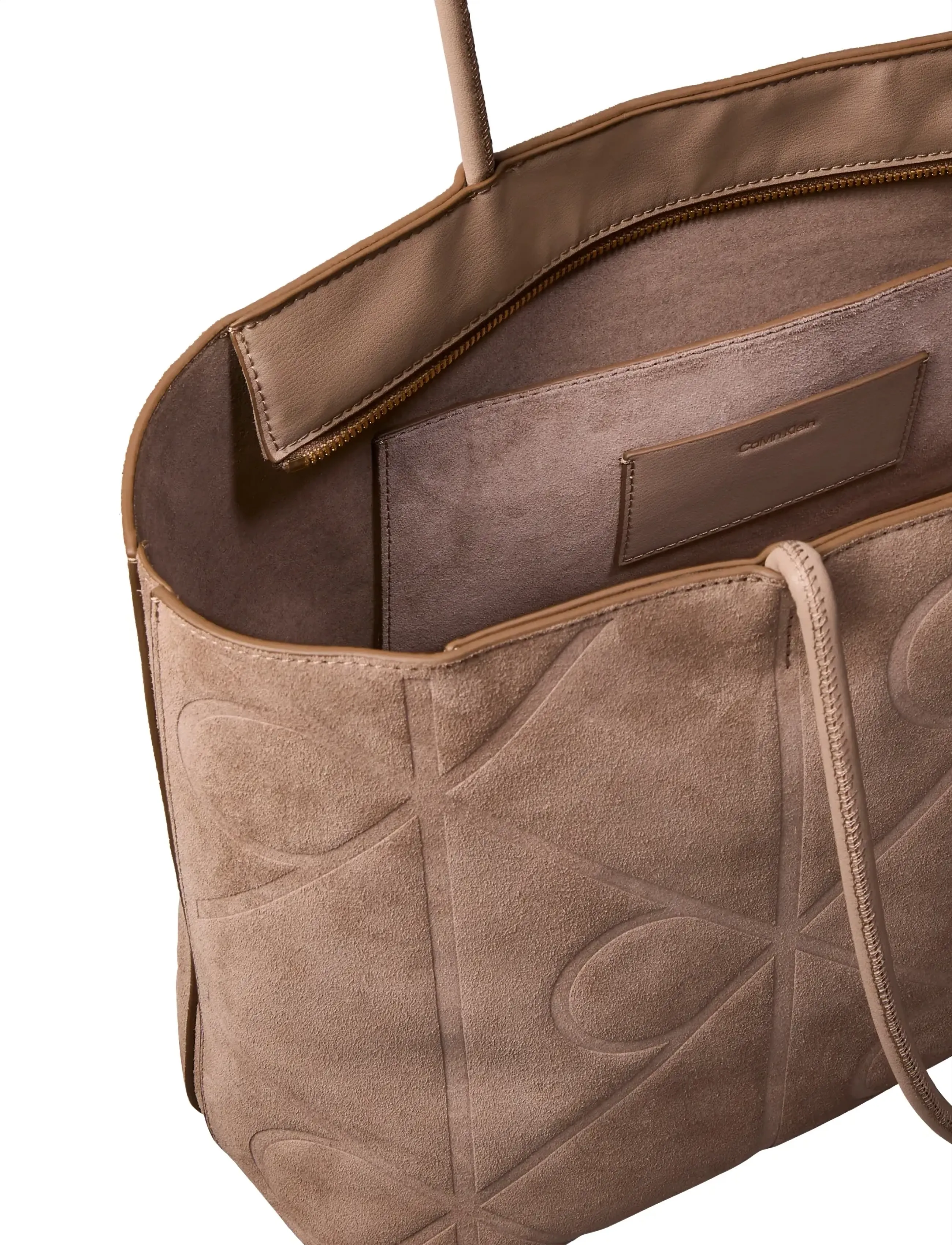 Calvin Klein - EMBLEM AOP EMBOSSED SUEDE TOTE - desert taupe - 3