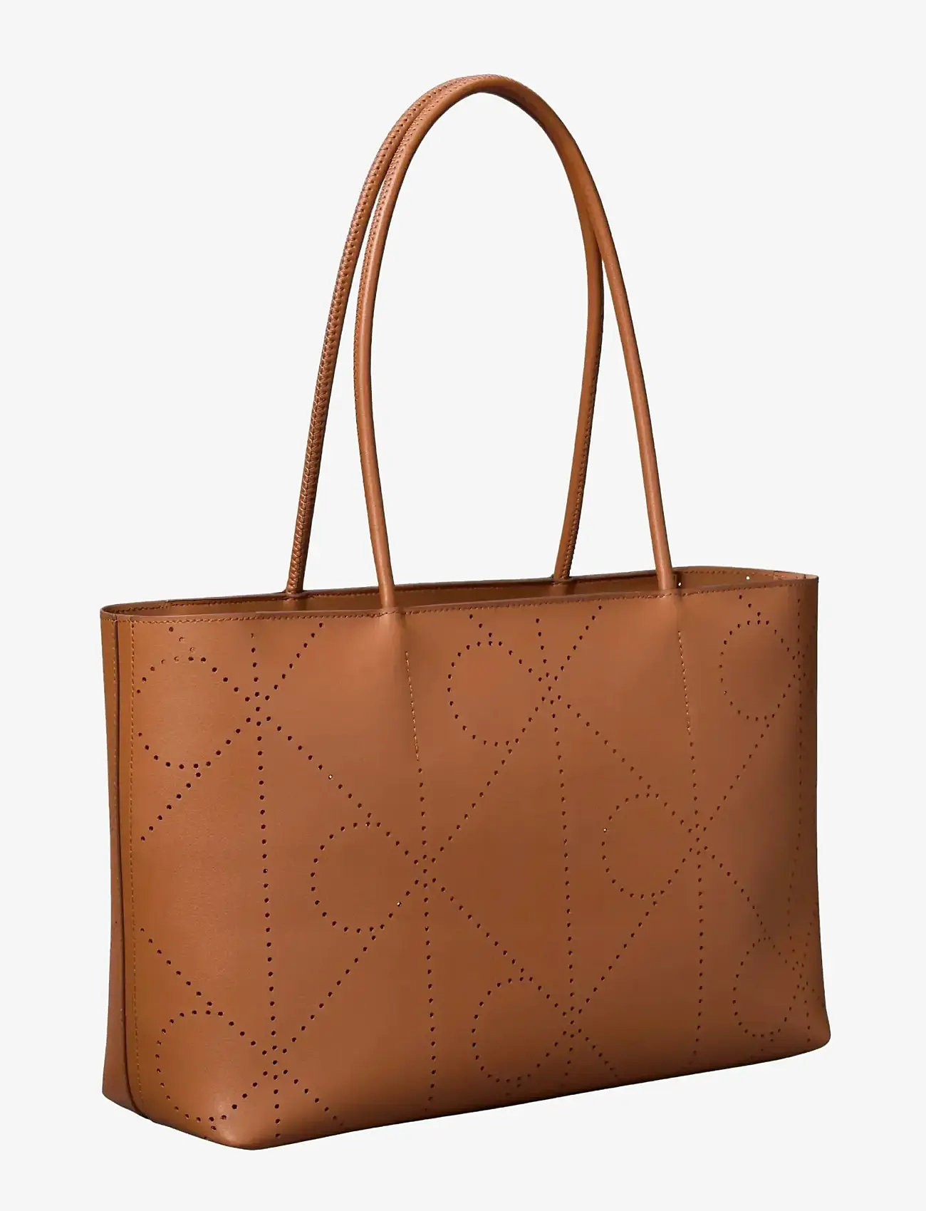 Calvin Klein - EMBLEM AOP PERFOR LTHR TOTE - shoppingväskor - argan oil - 2