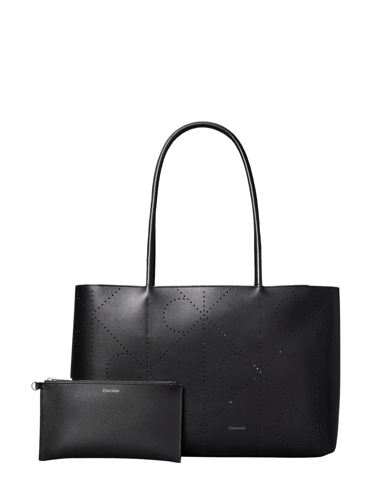 Calvin Klein EMBLEM AOP PERFOR LTHR TOTE - Taschen - BLACK / black
