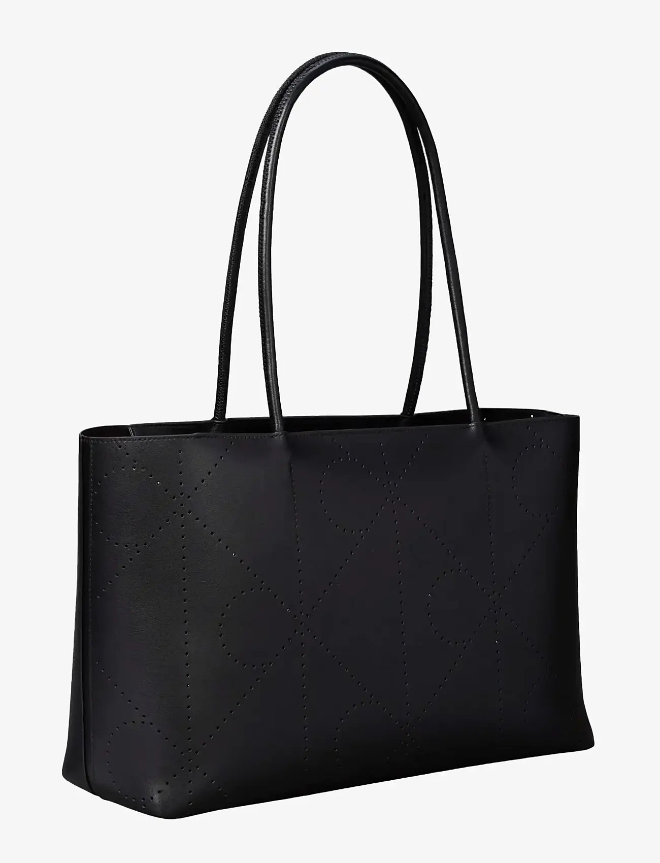Calvin Klein - EMBLEM AOP PERFOR LTHR TOTE - shoppingväskor - black - 1