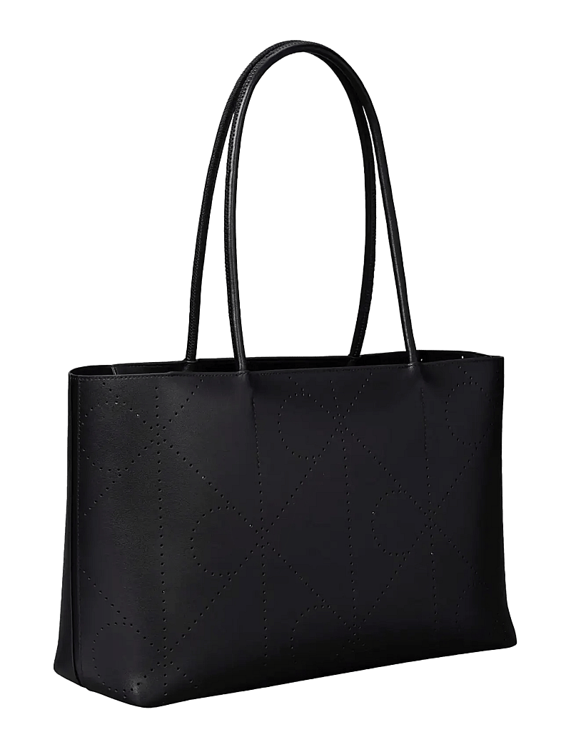 Calvin Klein - EMBLEM AOP PERFOR LTHR TOTE - shoppingväskor - black - 1