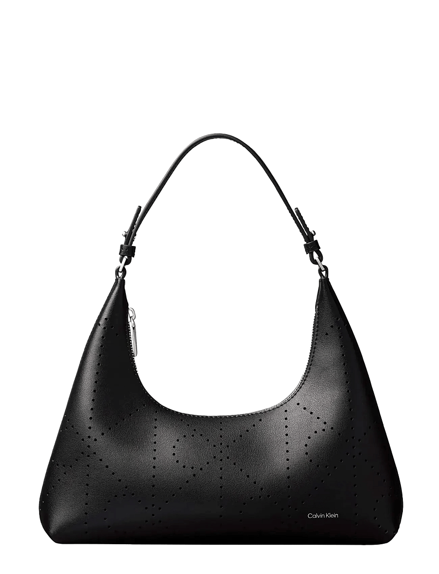 Calvin Klein - EMBLEM AOP PERFOR LTHR BAG - schultertaschen - black - 1