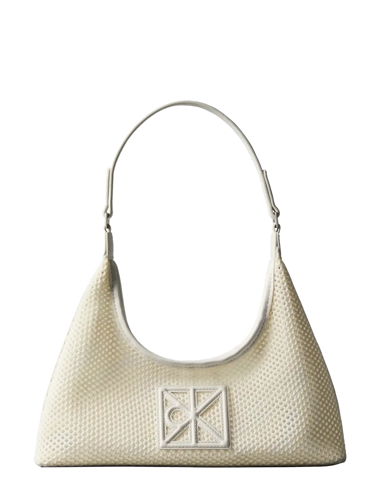 Calvin Klein EMBLEM MESH SHOULDER BAG - Tasker - WHITE ALYSSUM / cream