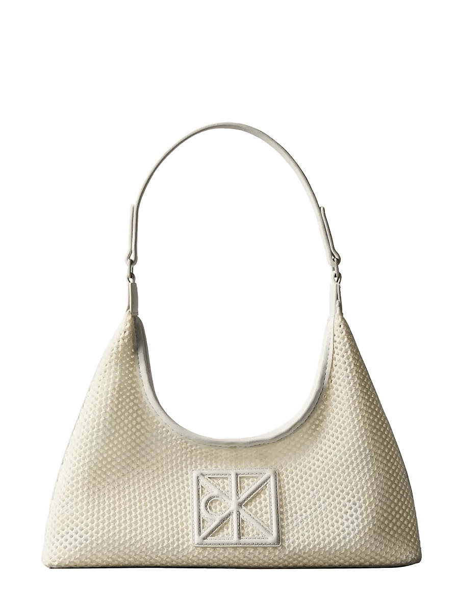 Calvin Klein - EMBLEM MESH SHOULDER BAG - vardagsstil - white alyssum - 1