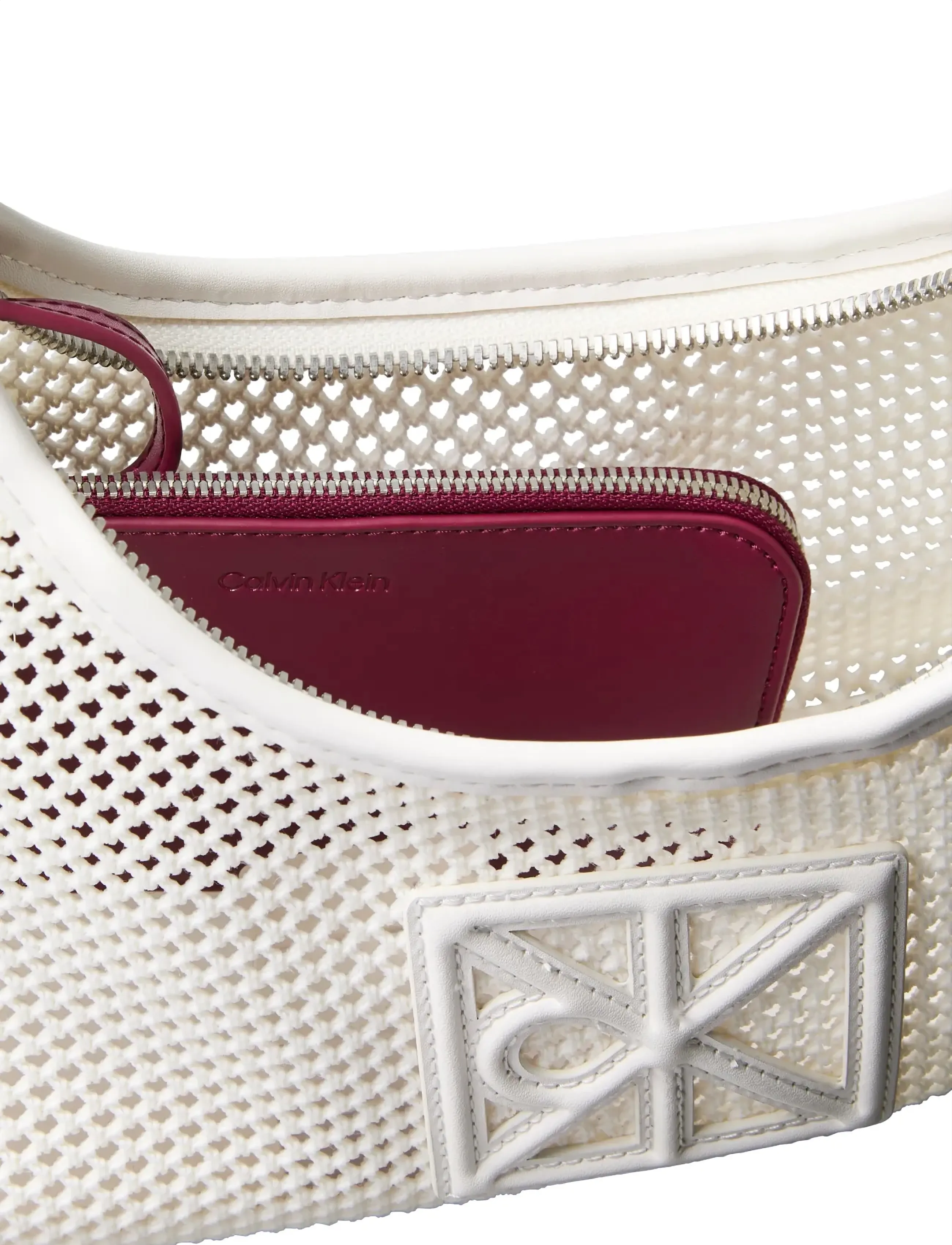 Calvin Klein - EMBLEM MESH SHOULDER BAG - vardagsstil - white alyssum - 3