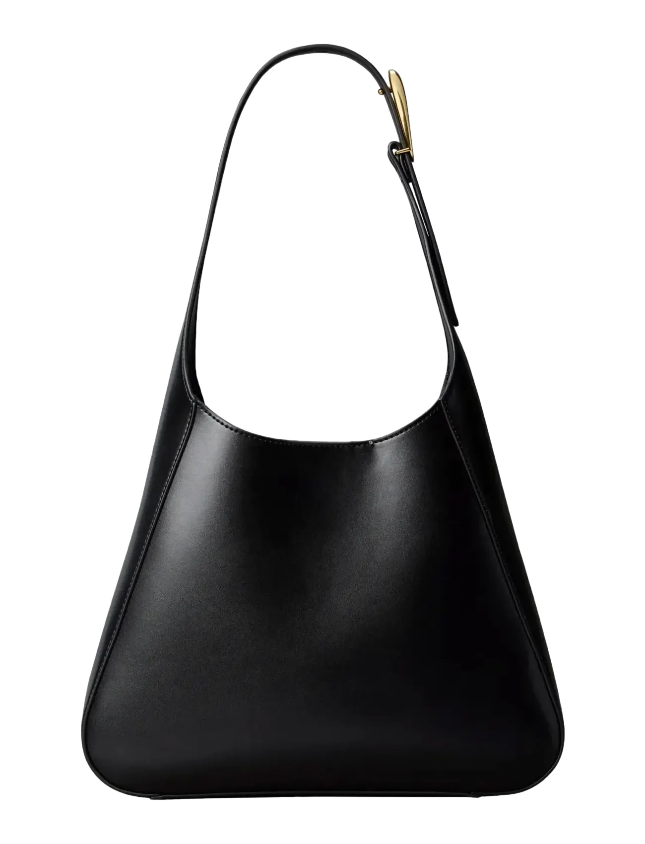 HARDWARE ADJ STRAP MEDIUM BAG - BLACK  TUMBLED DEEP GOLD