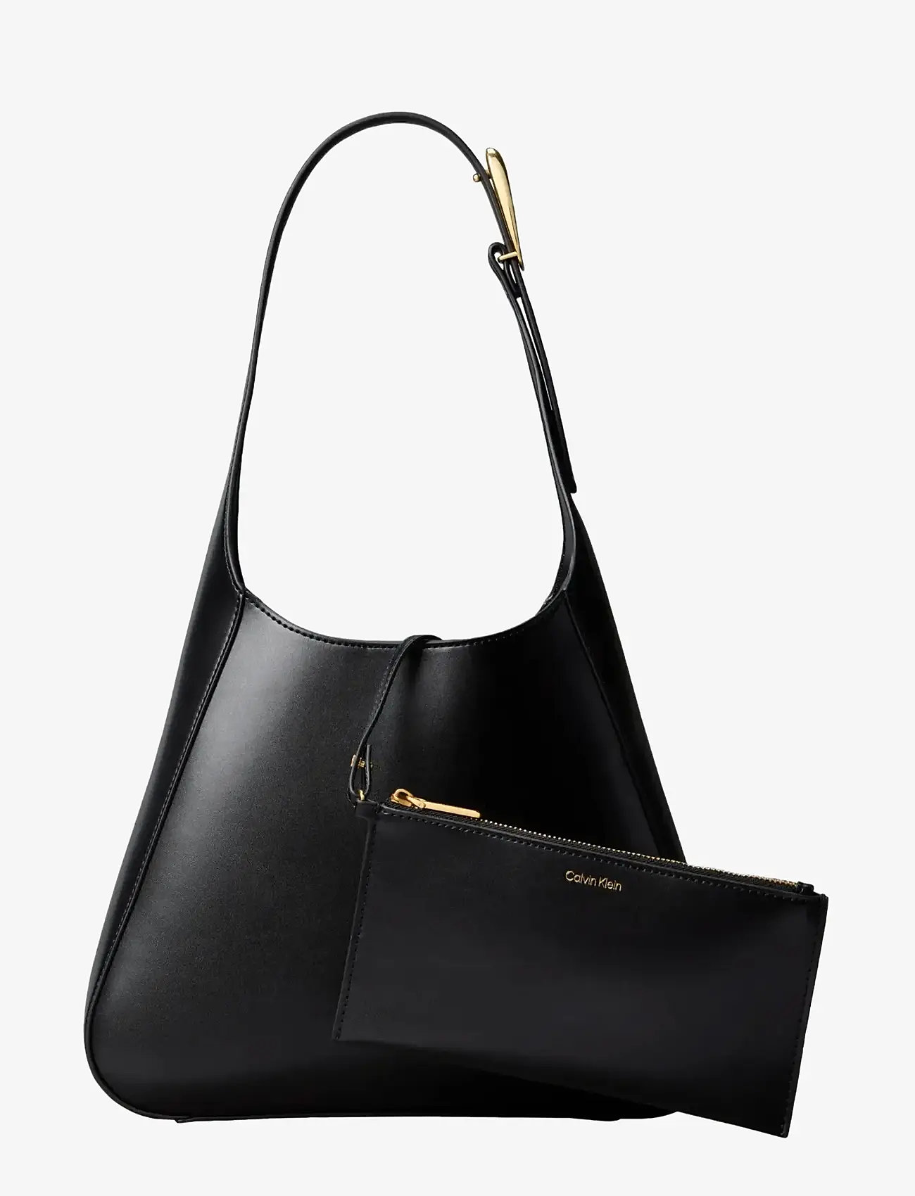 Calvin Klein - HARDWARE ADJ STRAP MEDIUM BAG - besondere anlässe - black  tumbled deep gold - 3