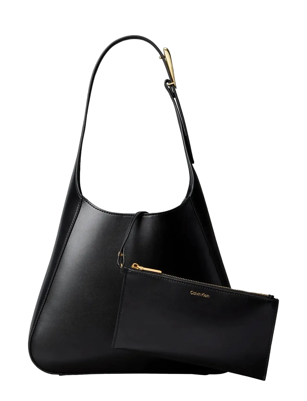 Calvin Klein - HARDWARE ADJ STRAP MEDIUM BAG - black  tumbled deep gold - 3