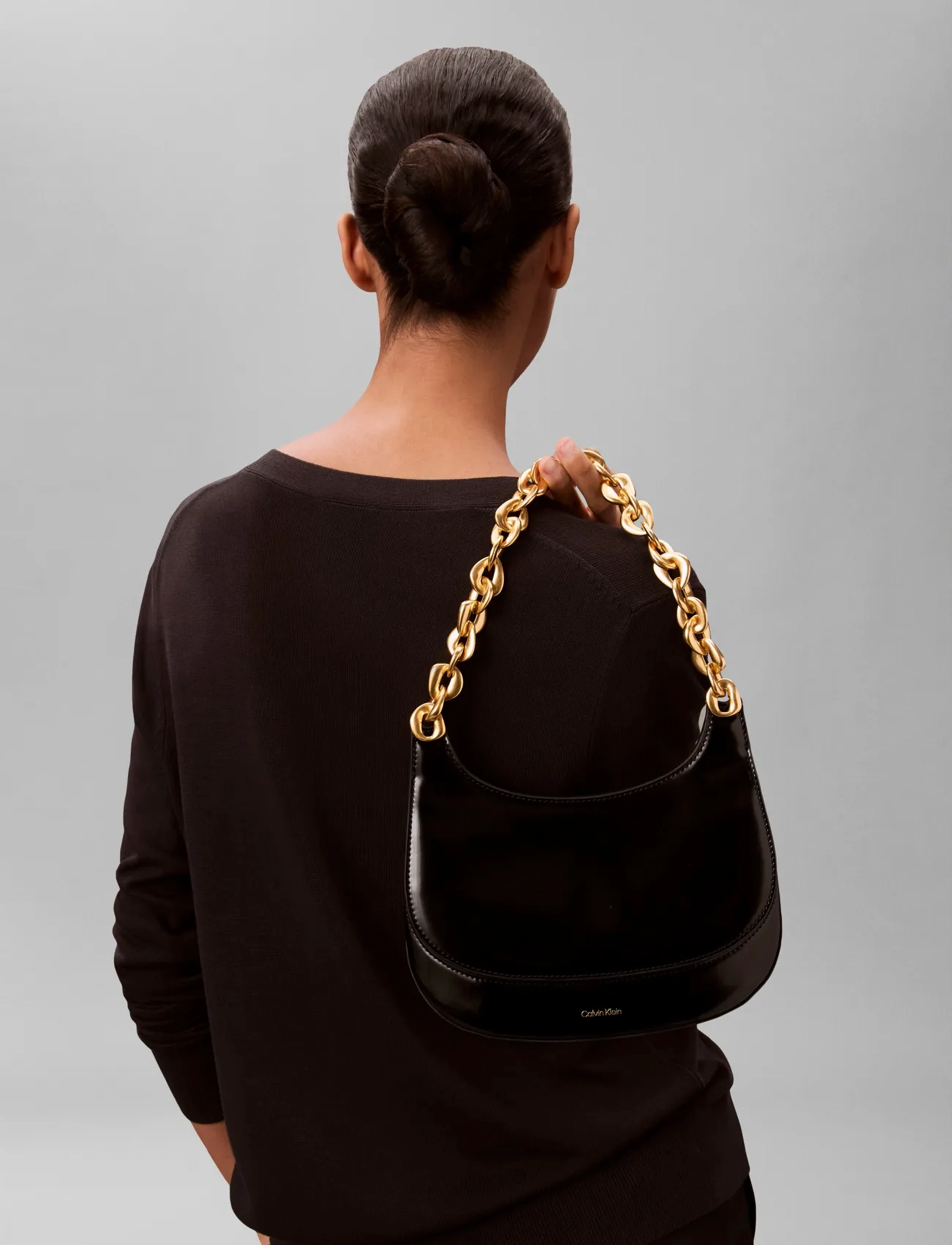 Calvin Klein Chain Shoulder Bag, Kvinder, Kæde Skuldertaske, Sort, Str: ONE SIZE