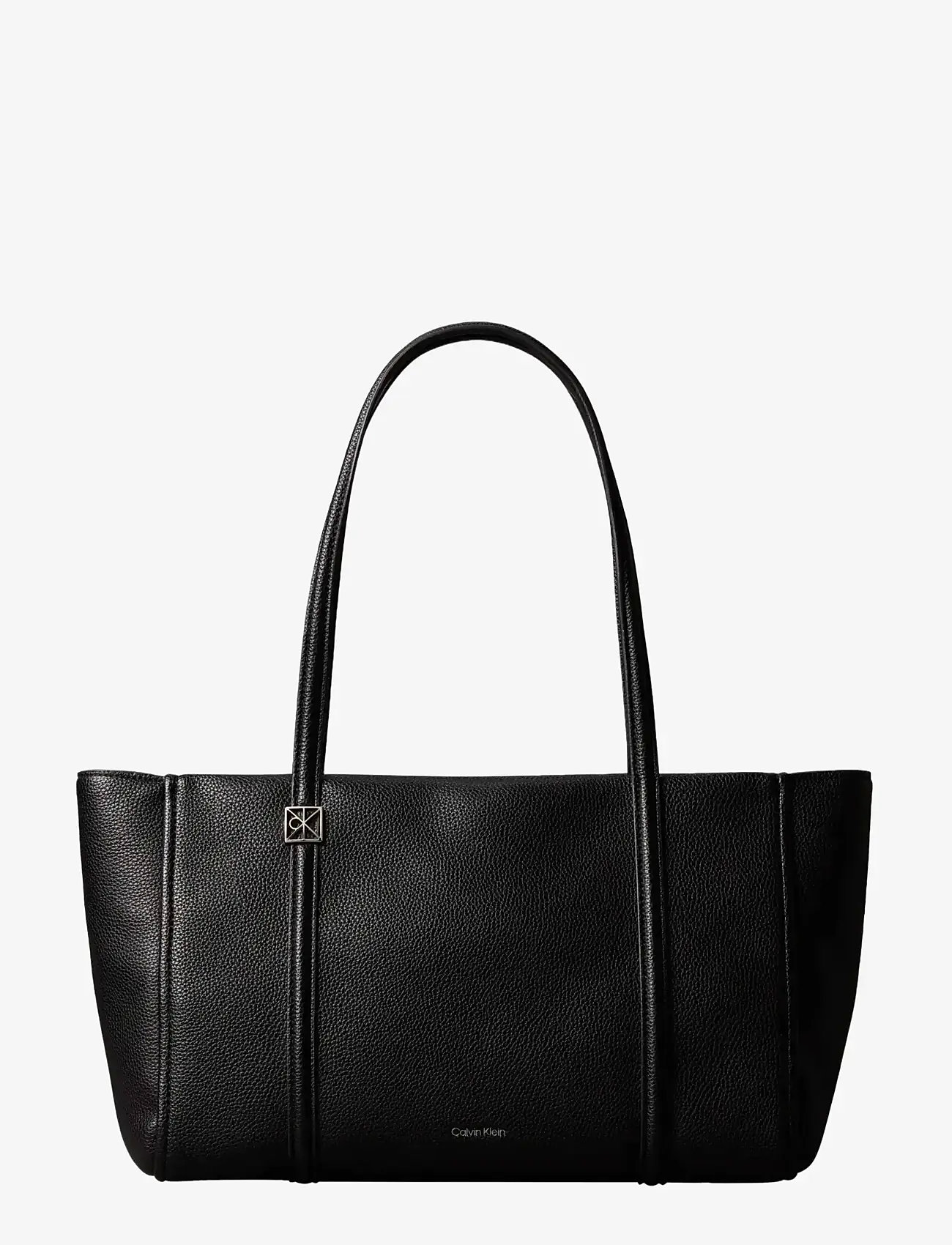 Calvin Klein - EMBLEM HW PEBBLE TOTE - tote bags - black - 1