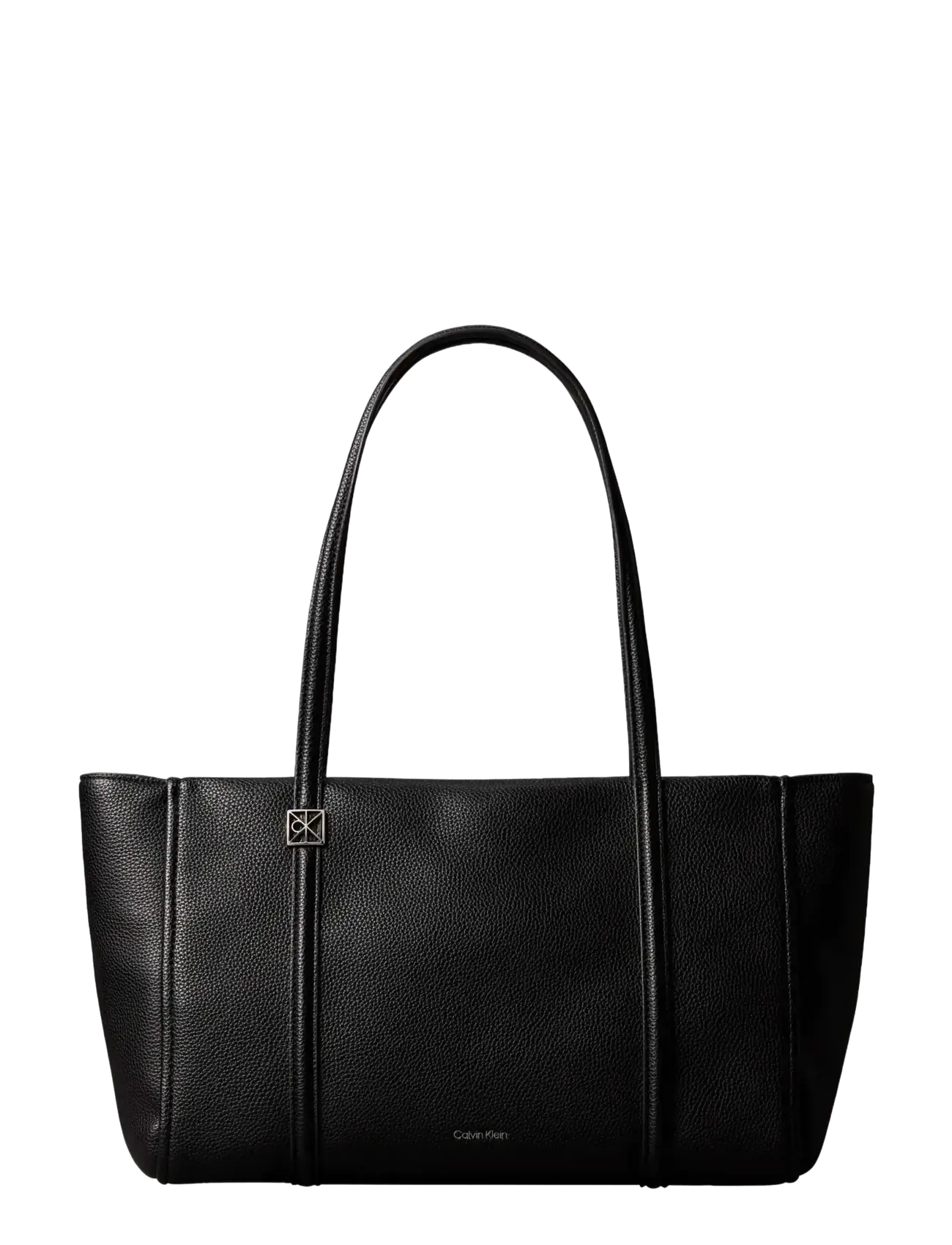 Calvin Klein EMBLEM HW PEBBLE TOTE - Totes - BLACK / black