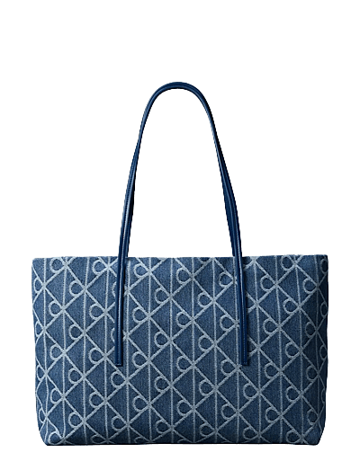 Emblem Aop Denim Tote W/ Pouch - Shoppere