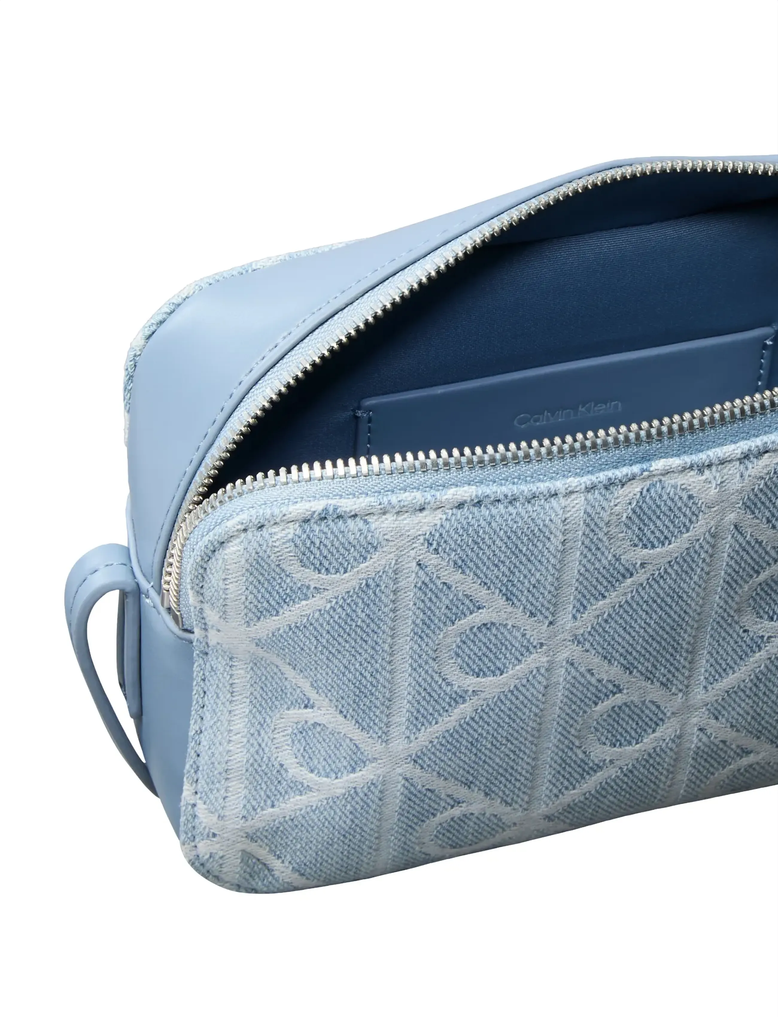 Calvin Klein - EMBLEM AOP DENIM CAMERA BAG - crossbody bags - denim jqd light wash - 2