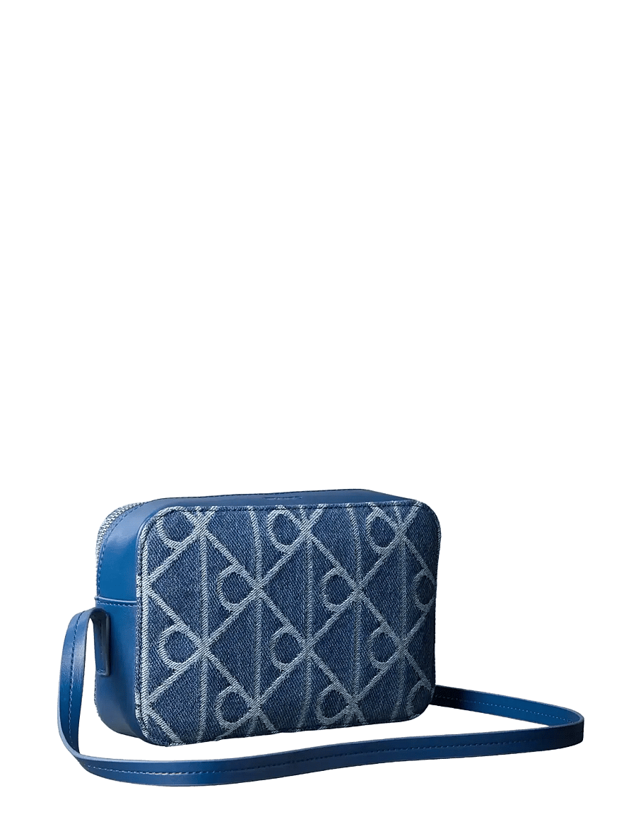 Calvin Klein - EMBLEM AOP DENIM CAMERA BAG - umhängetaschen - denim jqd medium wash - 1