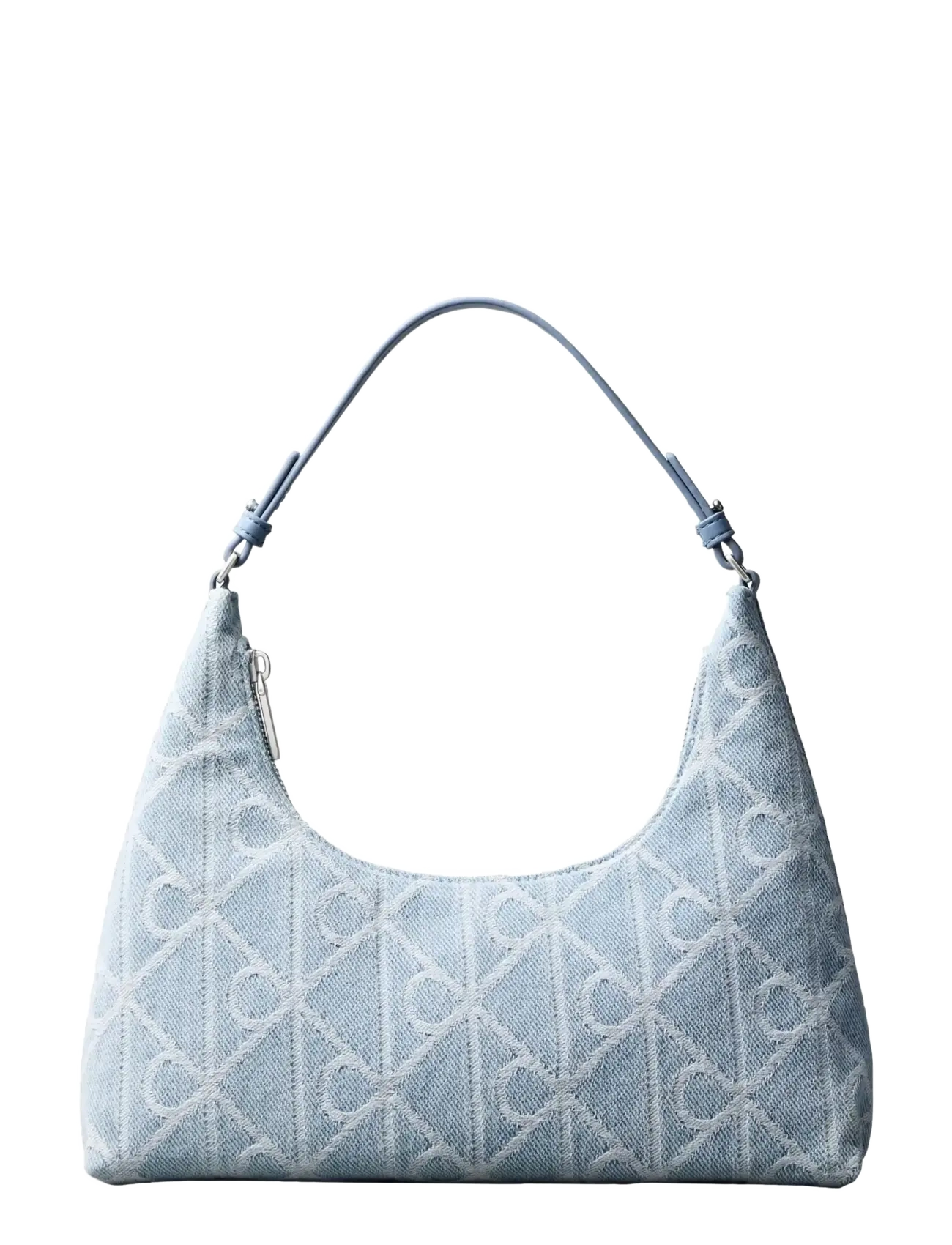 Calvin Klein EMBLEM AOP DENIM SHOULDER BAG - Taschen - DENIM JQD LIGHT WASH / blue