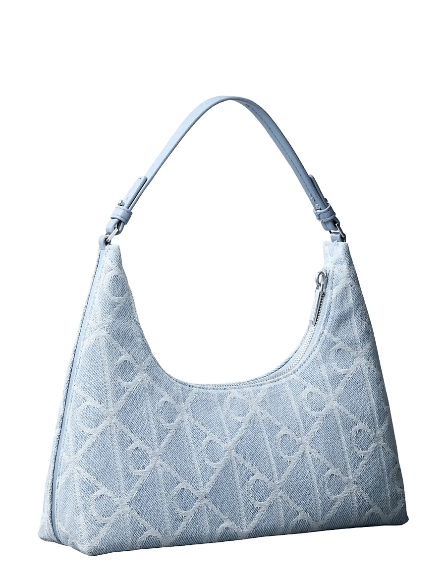Calvin Klein - EMBLEM AOP DENIM SHOULDER BAG - schultertaschen - denim jqd light wash - 1