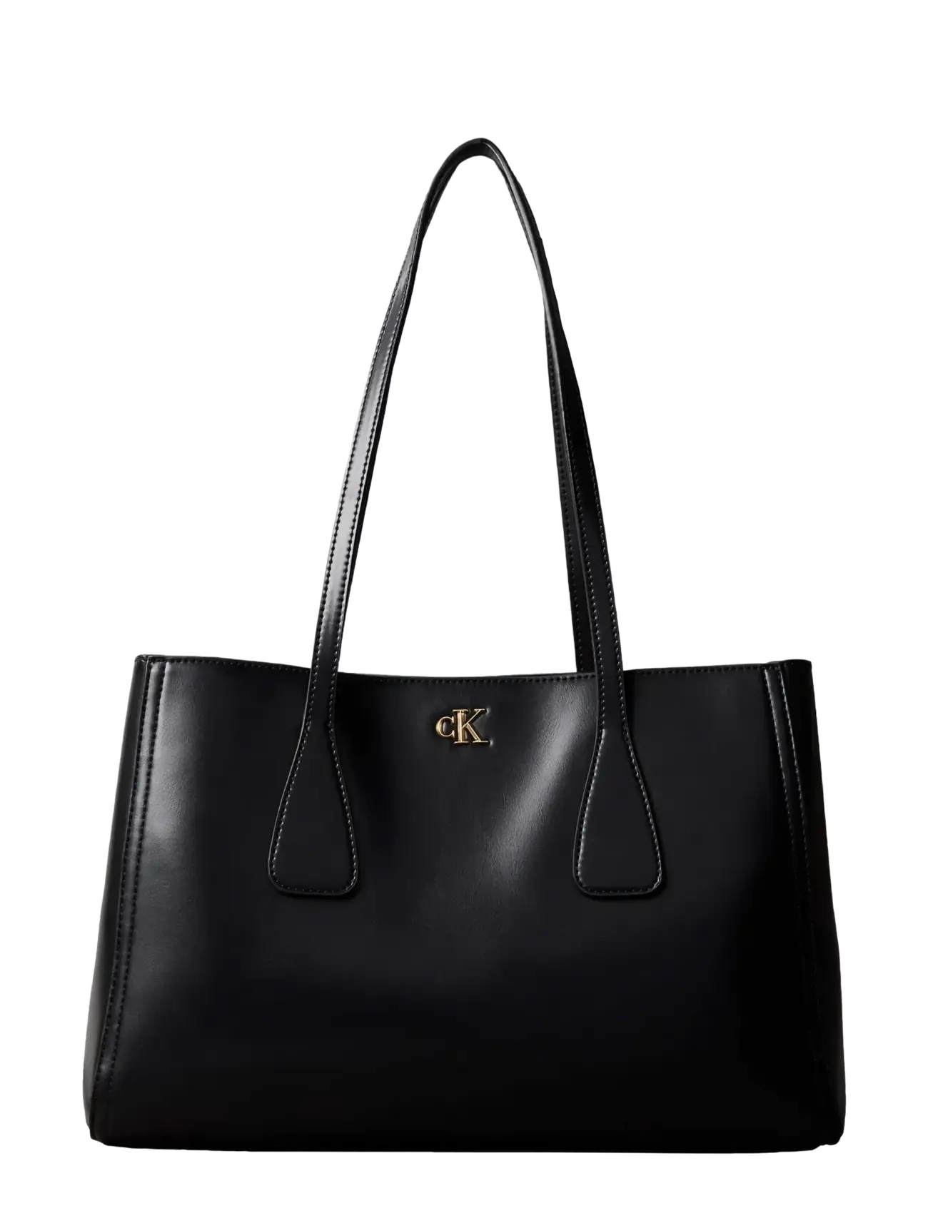 Calvin Klein CK MEDIUM WORK TOTE - Kollektioner - BLACK   ANTIQUE LIGHT GOLD / black