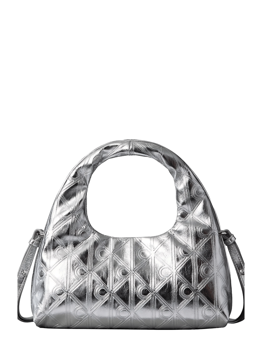 Calvin Klein - PUFFY AOP MINI BAG WITH STRAP - handbags - silver metallic - 1