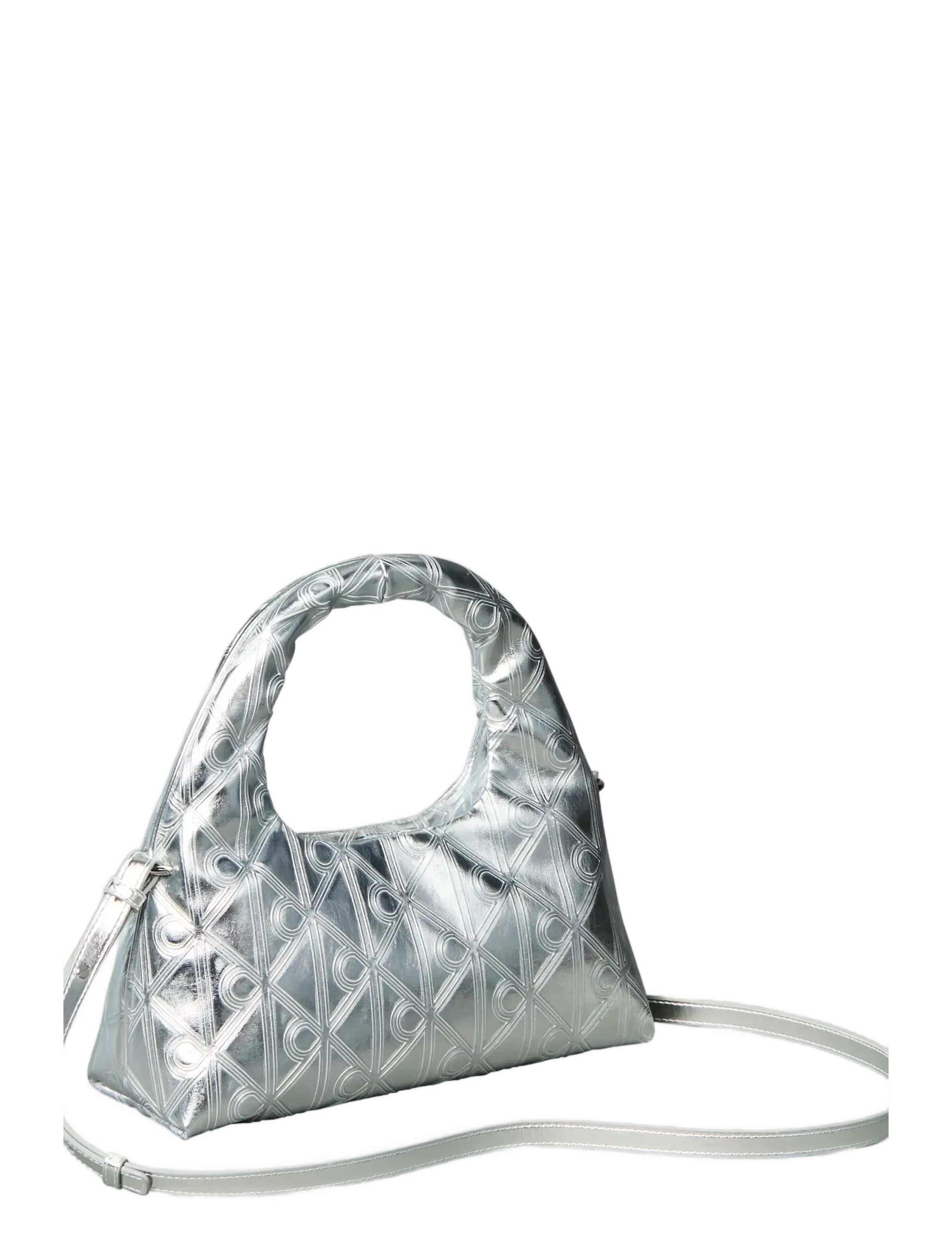 Calvin Klein - PUFFY AOP  MINI BAG WITH STRAP - odzież imprezowa w cenach outletowych - silver metallic - 2