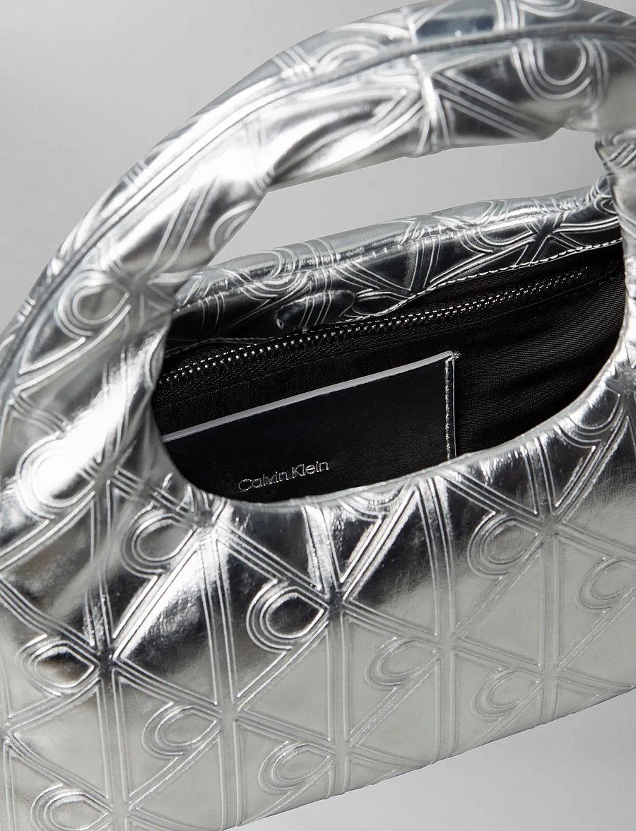 Calvin Klein - PUFFY AOP MINI BAG WITH STRAP - handbags - silver metallic - 3