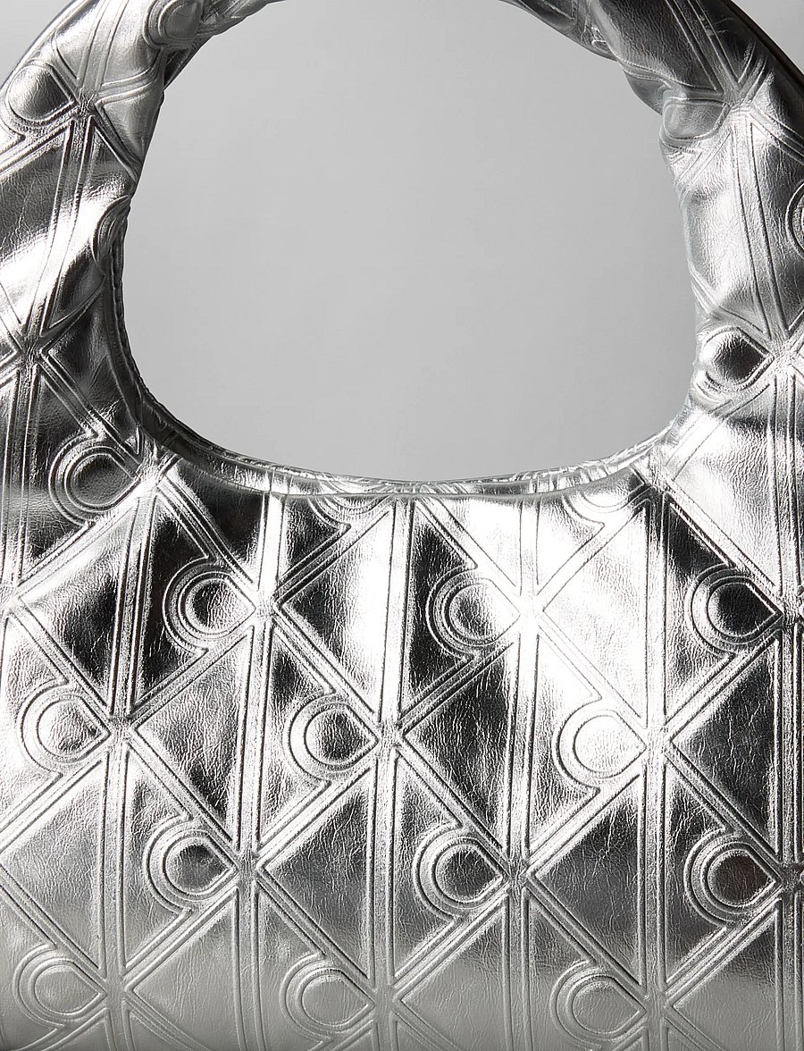 Calvin Klein - PUFFY AOP MINI BAG WITH STRAP - handbags - silver metallic - 4