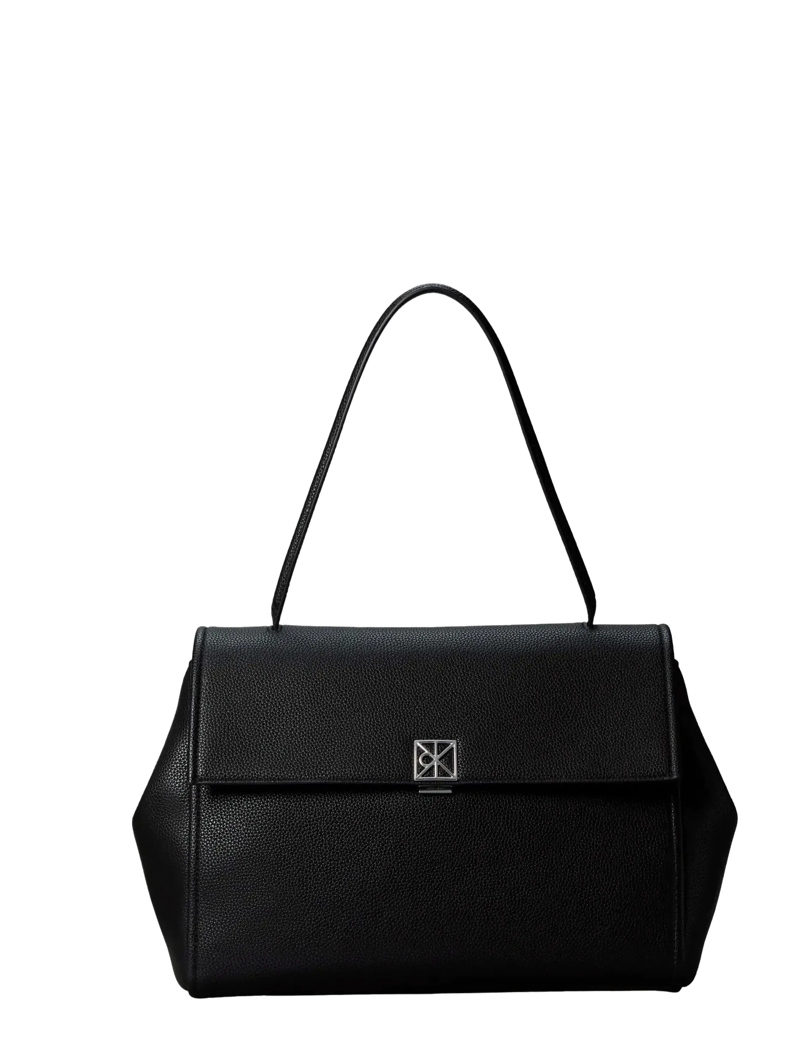 Calvin Klein EMBLEM HW PEBBLE SATCHEL - Calvin Klein - BLACK / black