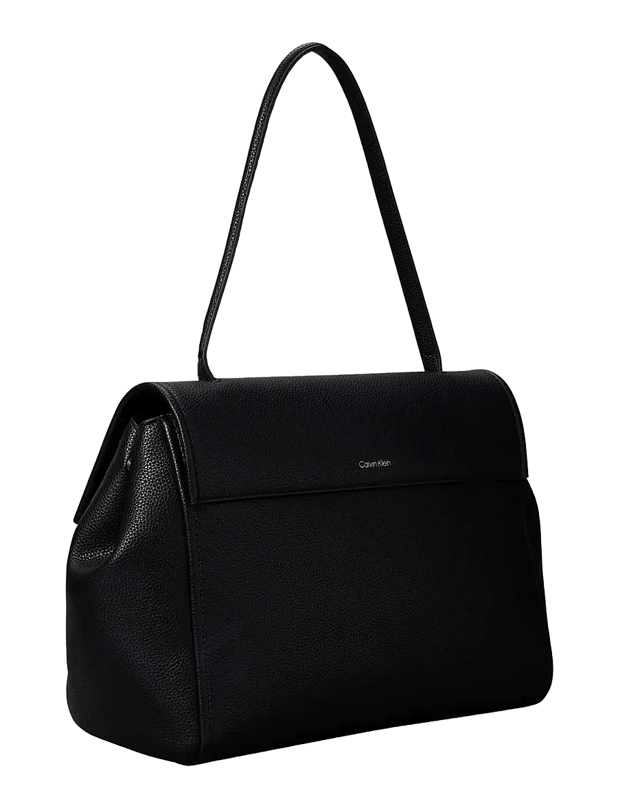 Calvin Klein - EMBLEM HW PEBBLE SATCHEL - schultertaschen - black - 2