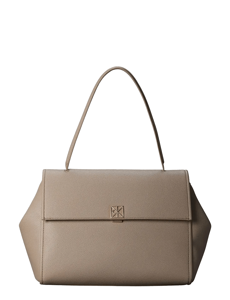 Calvin Klein - EMBLEM HW PEBBLE SATCHEL - hversdagsleg tíska - desert taupe - 0