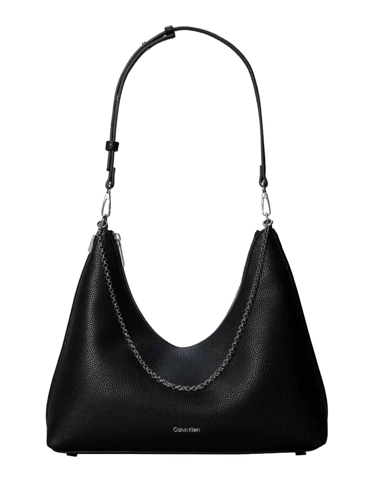 Calvin Klein EMBLEM HW PEBBLE SHOULDER BAG - Tasker - BLACK / black