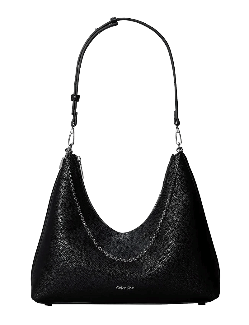 Calvin Klein - EMBLEM HW PEBBLE SHOULDER BAG - alltags-style - black - 1