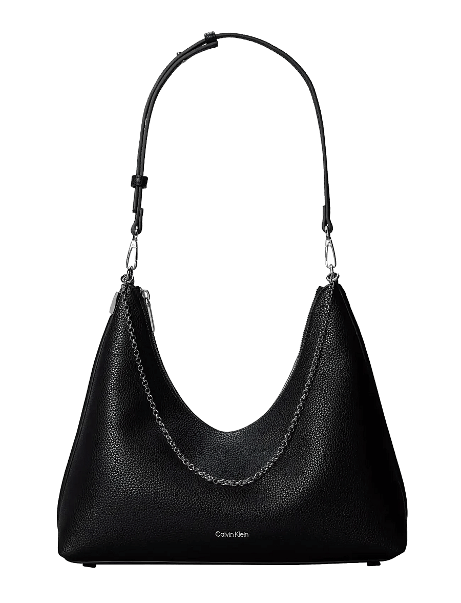 Calvin Klein - EMBLEM HW PEBBLE SHOULDER BAG - alltags-style - black - 1