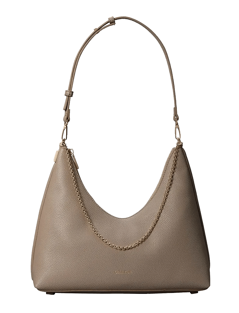 Calvin Klein - EMBLEM HW PEBBLE SHOULDER BAG - alltags-style - desert taupe - 0
