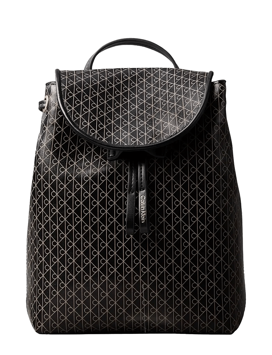 Calvin Klein - FOIL LOGO LARGE FLAP BACKPACK - ryggsäckar - black toasted coconut - 0