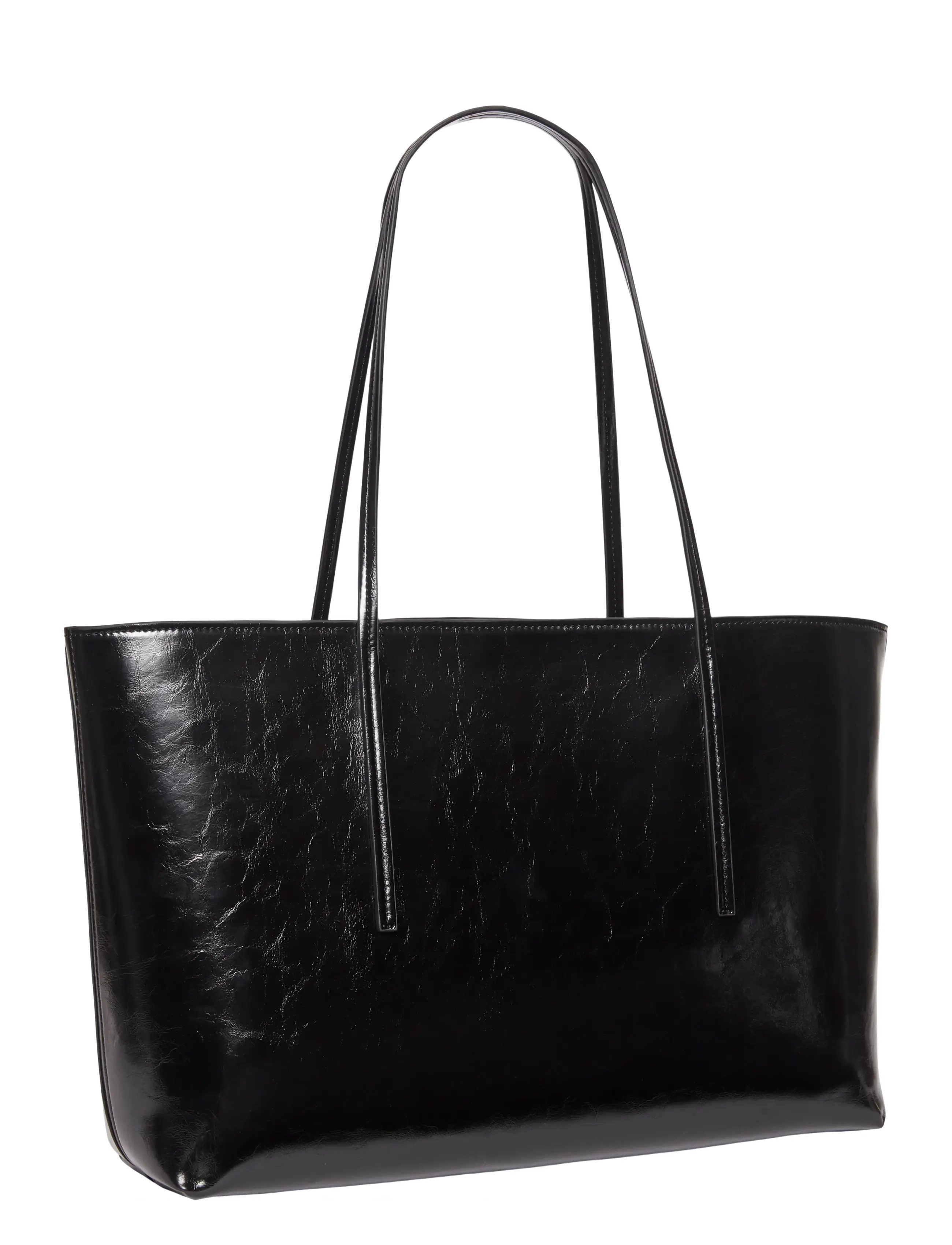 Calvin Klein - FOIL LOGO GLOSSY TOTE W/ POUCH - kandekotid - black - 1