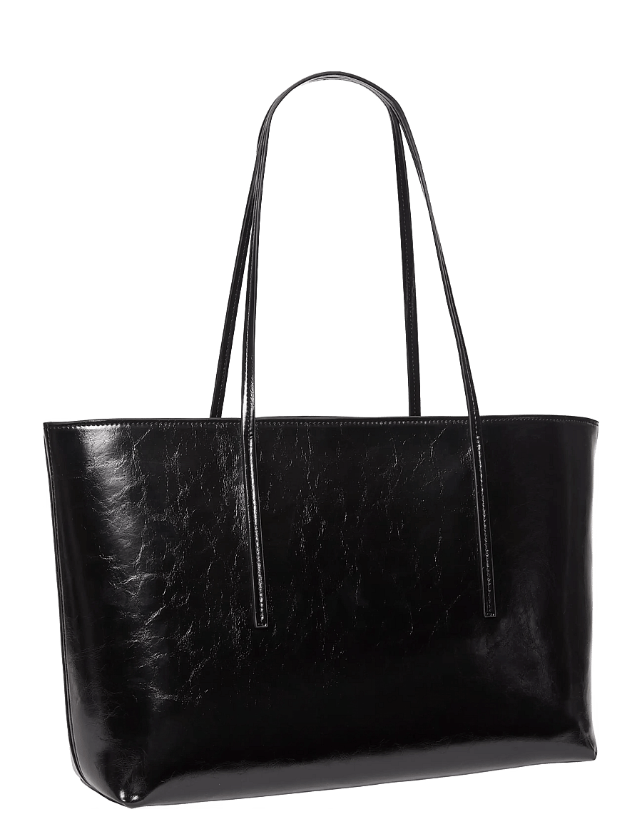 Calvin Klein - FOIL LOGO GLOSSY TOTE W/ POUCH - kandekotid - black - 1