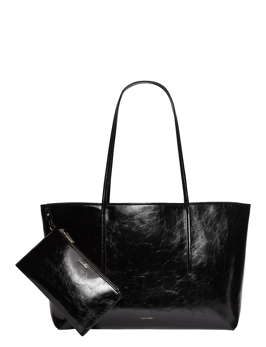 Calvin Klein - FOIL LOGO GLOSSY TOTE W/ POUCH - kandekotid - black - 3