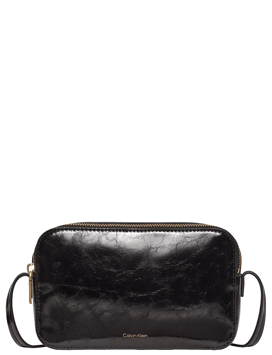 Calvin Klein - FOIL LOGO GLOSSY CAMERA BAG - crossbody bags - black - 0