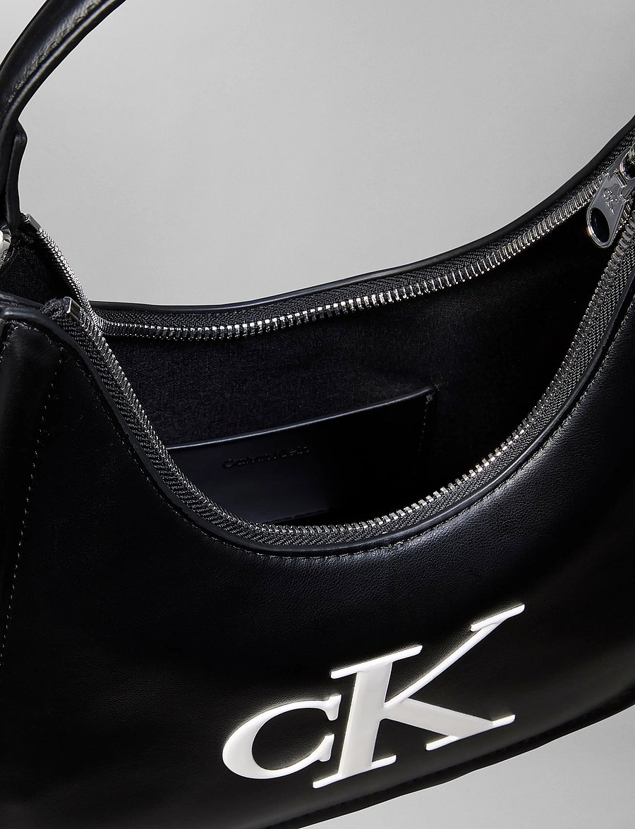 Calvin Klein - BOLD CK SMALL CRESCENT BAG - crossbody bags - black white - 3