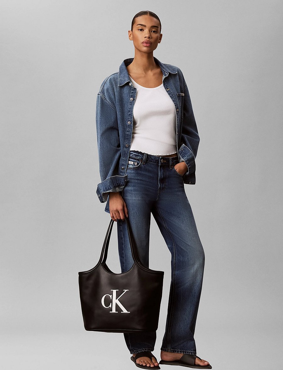 Calvin Klein - BOLD CK SHOPPER - shoppere - black white - 0