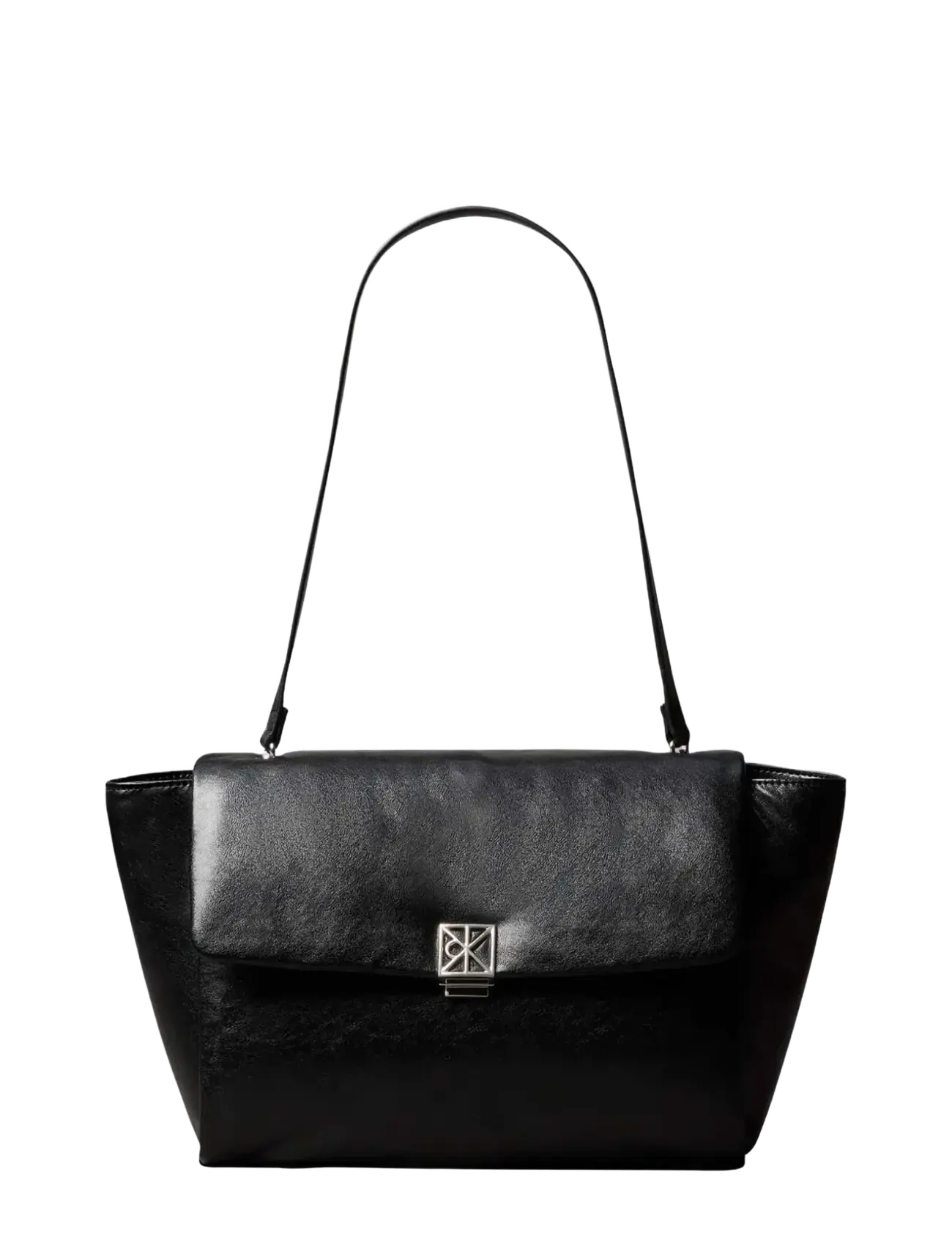 Calvin Klein EMBLEM HW PADDED SATCHEL - Schultertaschen - BLACK / black