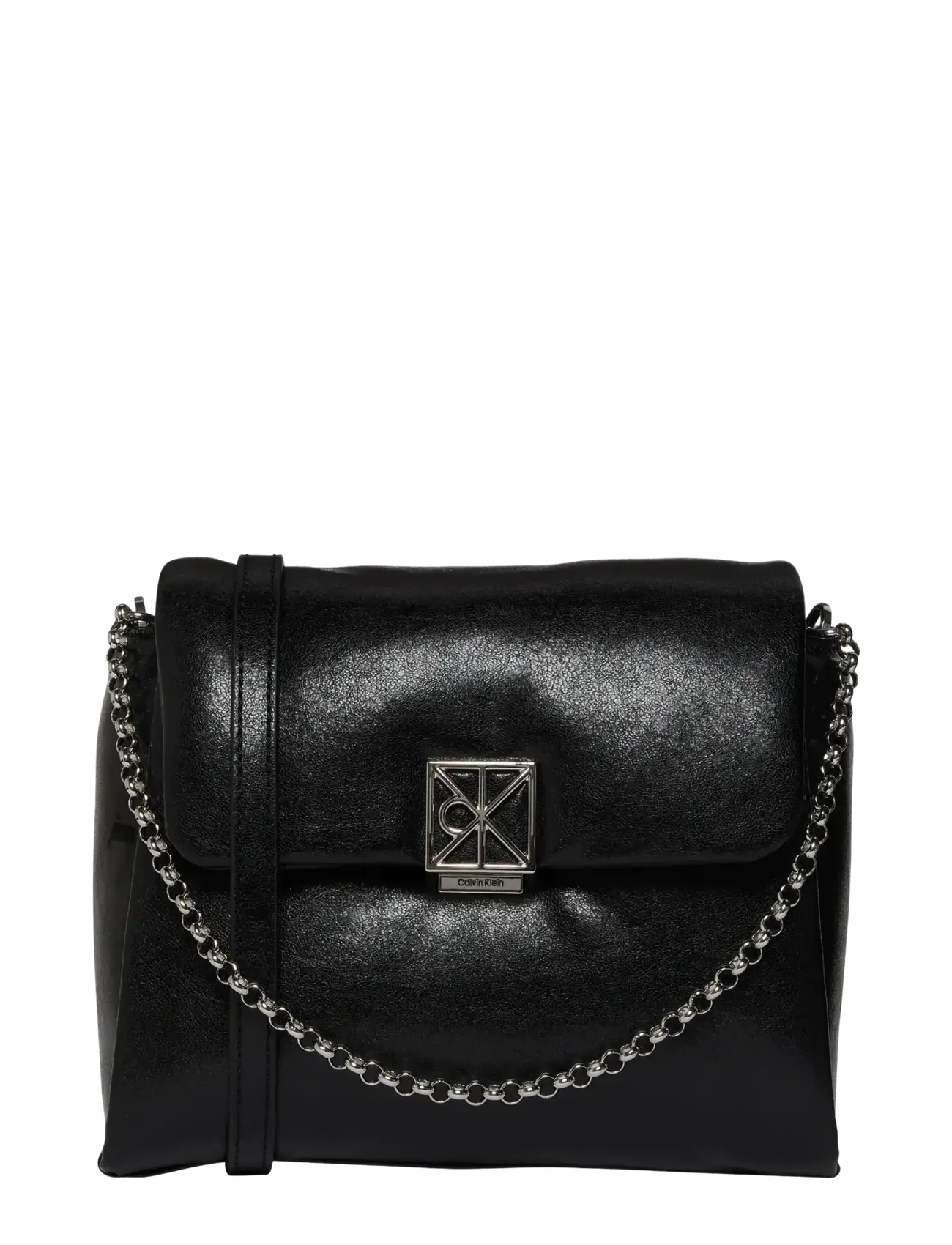 Calvin Klein EMBLEM HW PADDED CROSSBODY - Umhängetaschen - BLACK / black