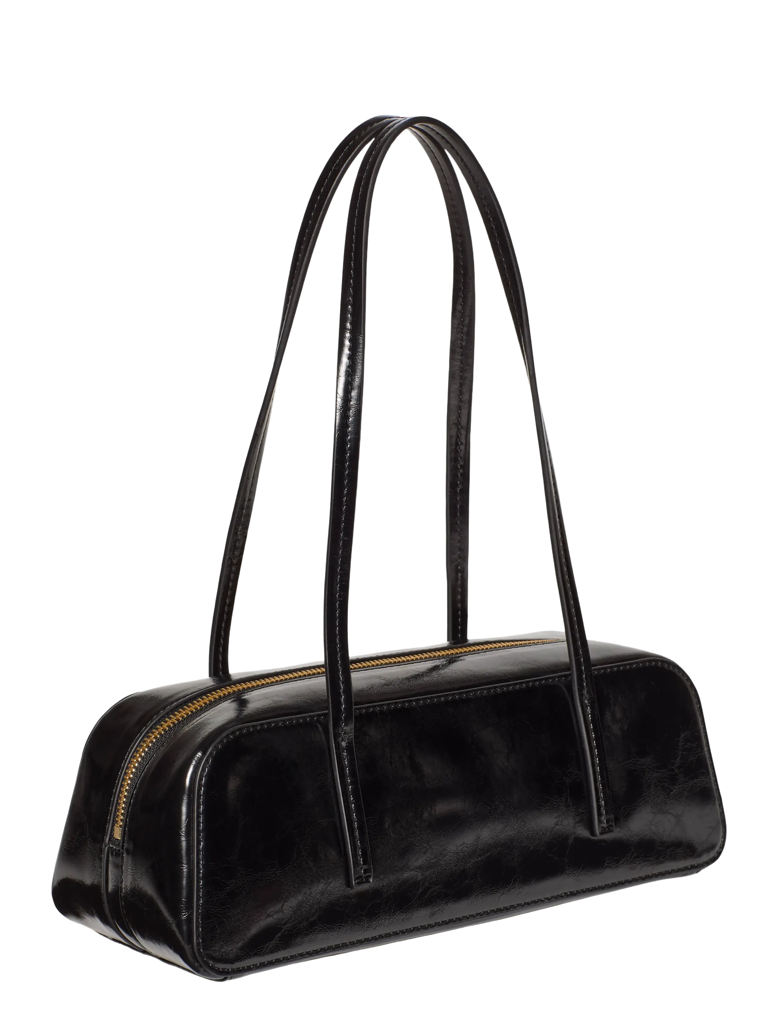 Calvin Klein - FOIL LOGO GLOSSY BAULETTO - handväskor - black - 1