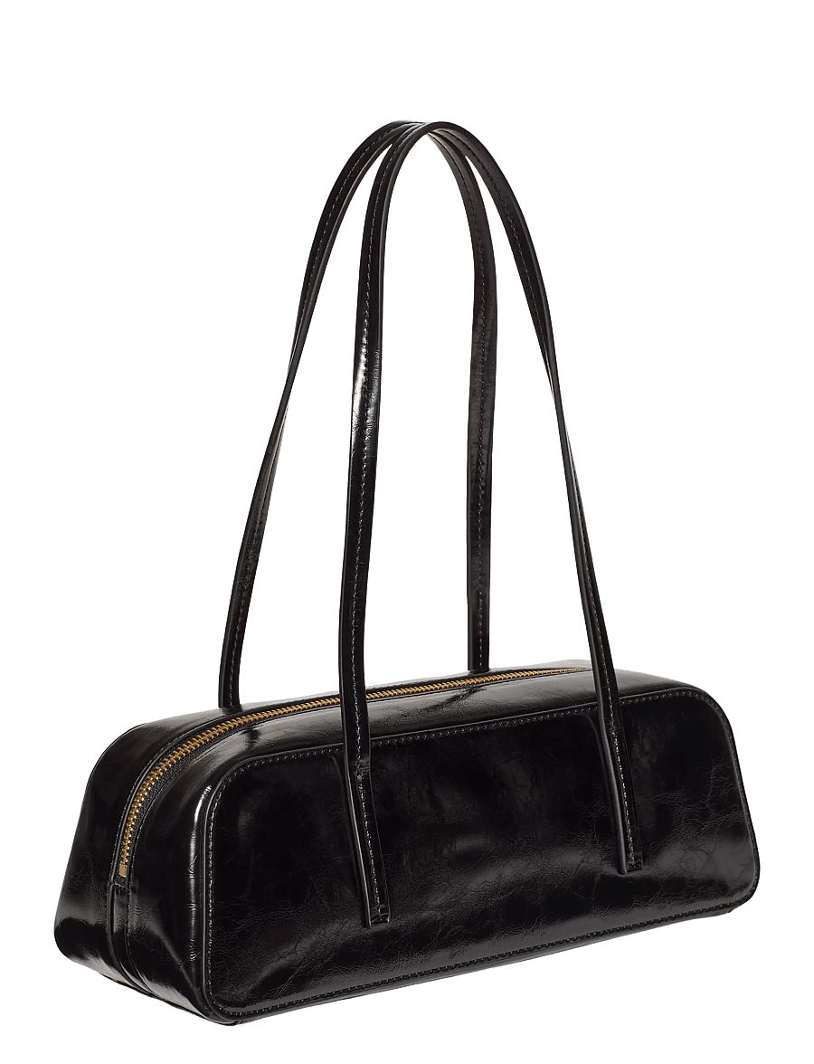 Calvin Klein - FOIL LOGO GLOSSY BAULETTO - handväskor - black - 1