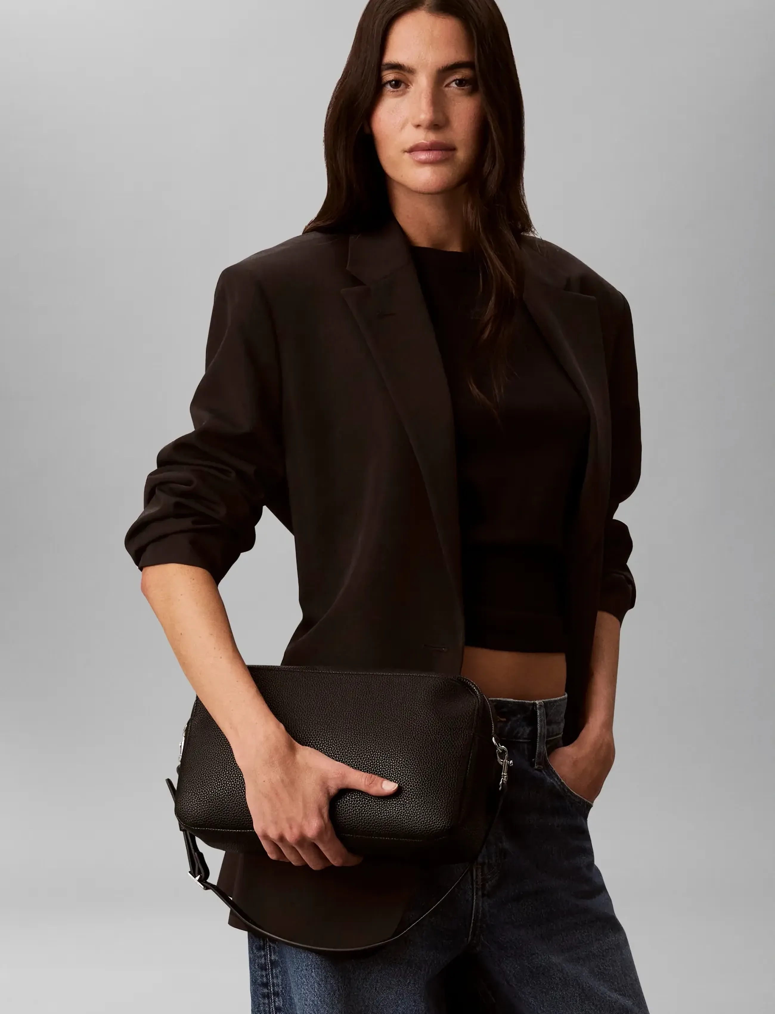 Calvin Klein Webbing 2X Strap Lg Camera Bag, Kvinder, Kamerataske, Sort, Str: ONE SIZE