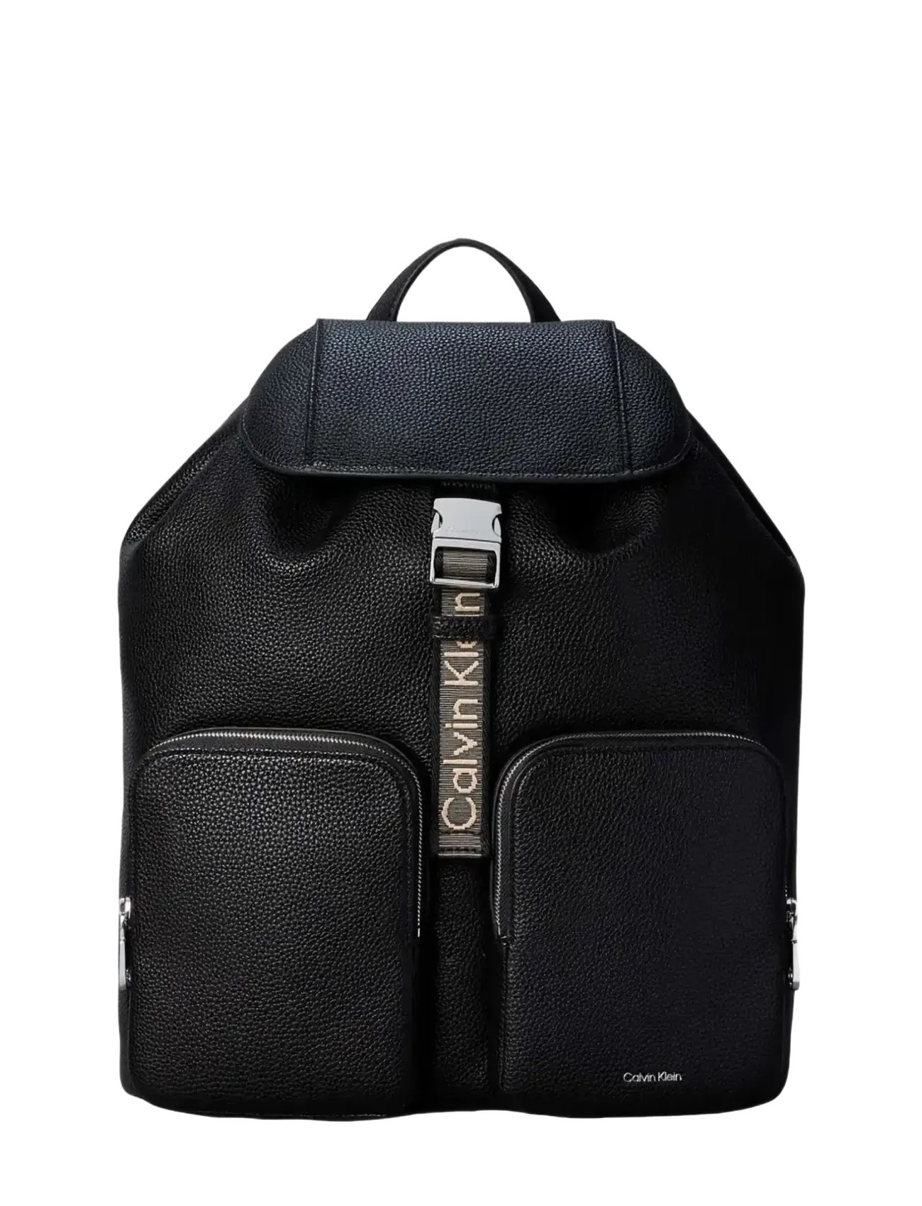 Calvin Klein WEBBING STRAP FLAP B﻿ACKPACK - Kotid - BLACK / black