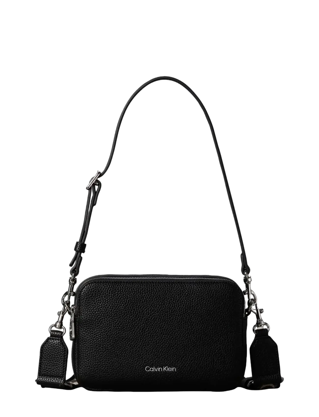Calvin Klein WEBBING 2X STRAP CAMERA BAG - Bags - BLACK SHINY NICKEL / black